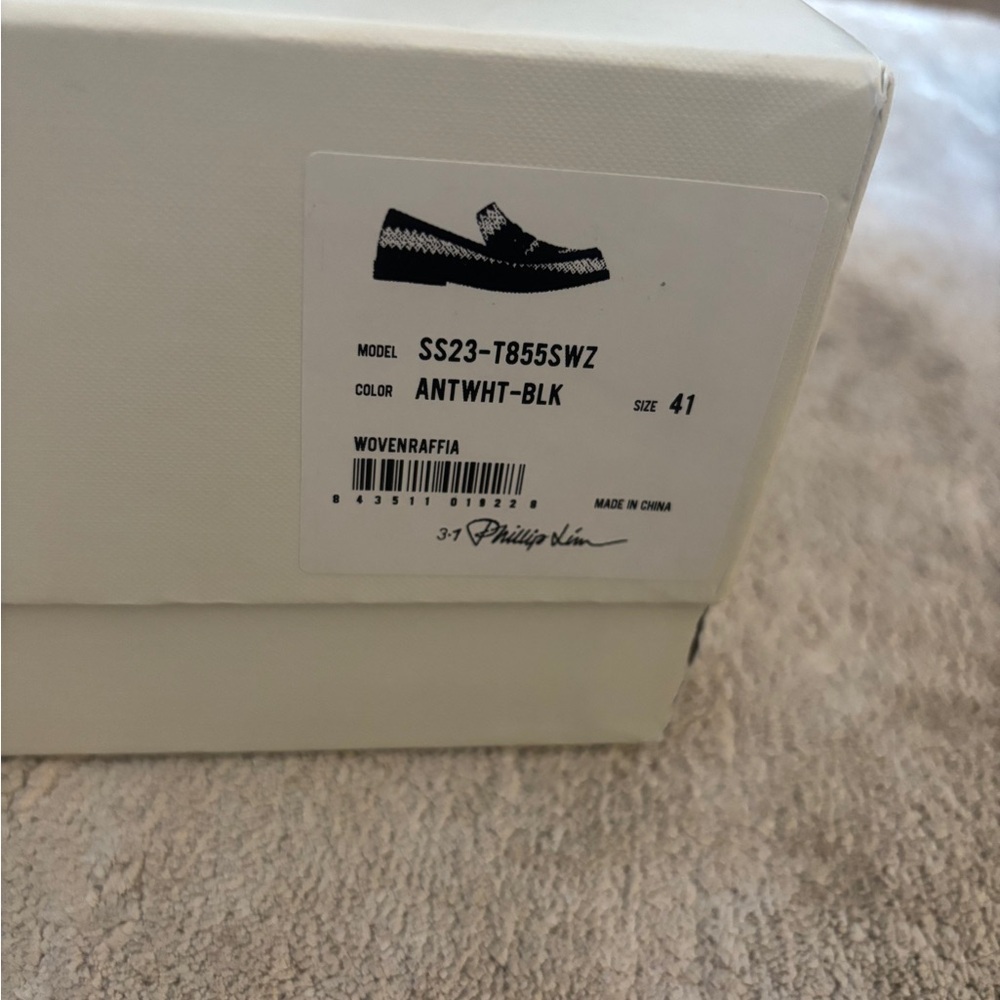 3.1 PHILLIP LIM Alexa leather-trimmed two-tone raffia loafers Size 11 - Picture 5 of 15